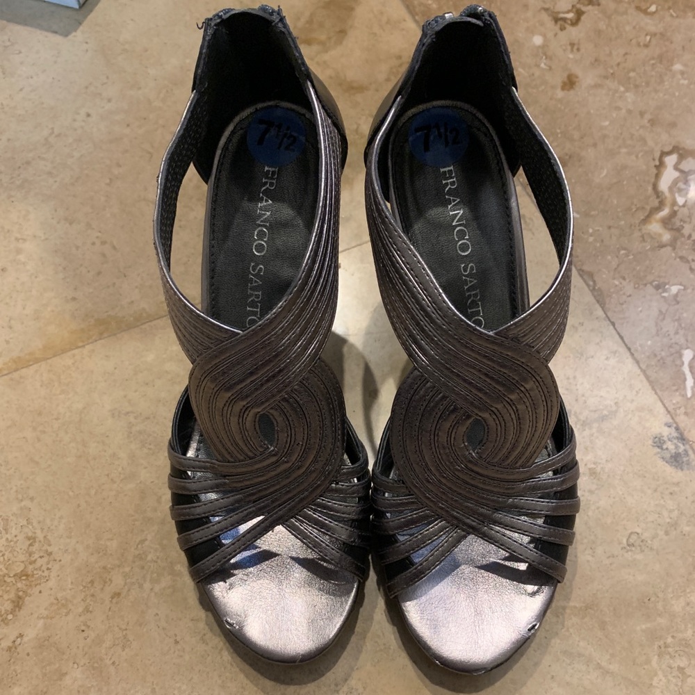 SILVER/GREY FRANCO SARTO HEELS